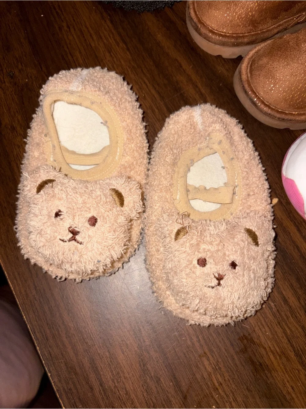 Beige Teddy Bear Baby Slippers